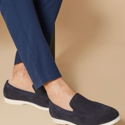 Jones Bootmaker Suede Slip-On Shoes Navy | Mens Smart Shoes