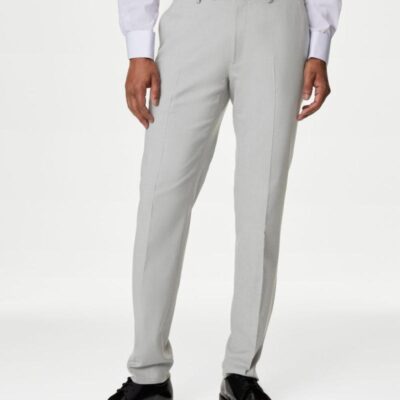 M&S Collection Skinny Fit Stretch Suit Trousers Light Grey | Mens Smart Trousers