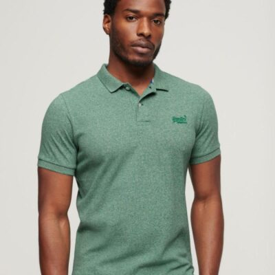 Superdry Pure Cotton Pique Polo Shirt Green | Mens Polo Shirts