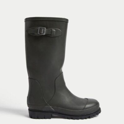 M&S Collection Fleece Lined Wellington Boots Green | Mens Boots