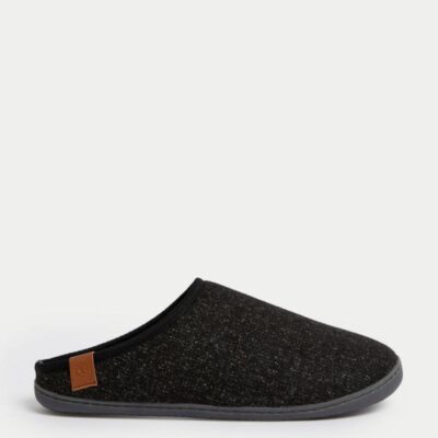 M&S Collection Fleece Lined Mule Slippers with Freshfeet™ Grey Mix | Mens Slippers