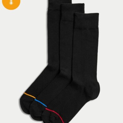 M&S Collection 3pk Heatgen™ Light Thermal Socks Black Mix | Mens Loungewear