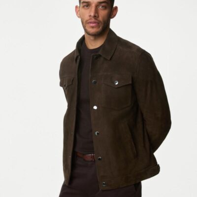 Autograph Suede Utility Jacket Brown | Mens Coats & Jackets