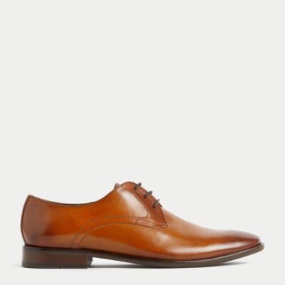 M&S Collection Leather Derby Shoes Tan | Mens Smart Shoes