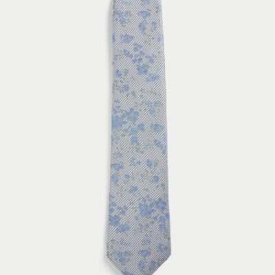 M&S Collection Floral Striped Pure Silk Tie Blue Mix | Mens Ties