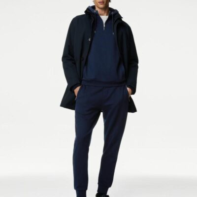 Autograph Cotton Blend Half Zip Hoodie Dark Navy | Mens Loungewear