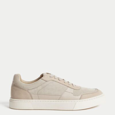 Autograph Suede Lace Up Trainers with Freshfeet™ Neutral | Mens Trainers