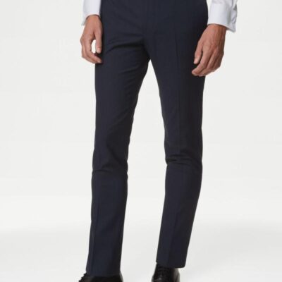 M&S Collection Skinny Fit Stretch Suit Trousers Navy | Mens Smart Trousers