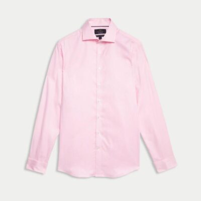 M&S SARTORIAL Tailored Fit Luxury Cotton Double Cuff Twill Shirt Pink | Mens Formal Shirts