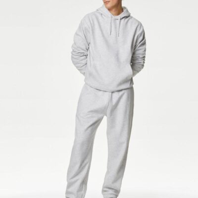 M&S Collection Oversized Cotton Rich Hoodie Grey Marl | Mens Loungewear