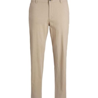 JACK & JONES Regular Fit Linen Blend Chinos Stone | Mens Trousers