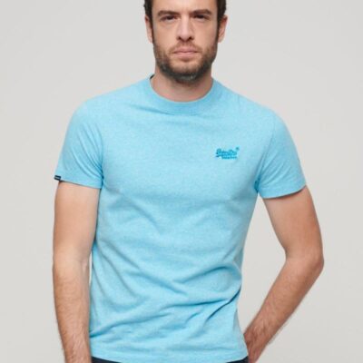 Superdry Slim Fit Pure Cotton Crew Neck T-Shirt Light Blue | Mens Tops & T-shirts