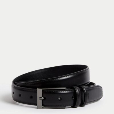 M&S Collection Leather Smart Belt Black | Mens Belts