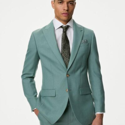 M&S Collection Slim Fit Wool Blend Suit Jacket Green | Mens Blazers