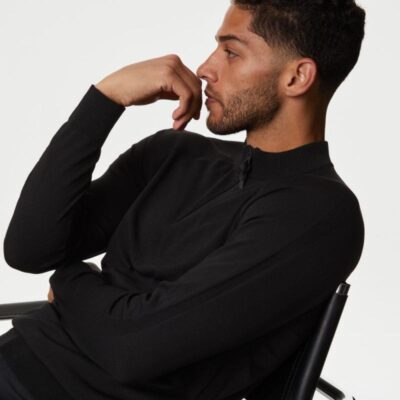 Autograph Half Zip Jumper Black | Mens Jumpers & Knitwear