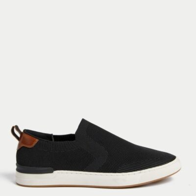 M&S Collection Slip-On Trainers Black | Mens Trainers