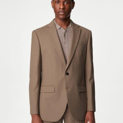 M&S Collection Slim Fit Stretch Suit Jacket Light Brown | Mens Suits