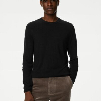 M&S Collection Cashmilon™ Crew Neck Jumper Black | Mens Jumpers & Knitwear