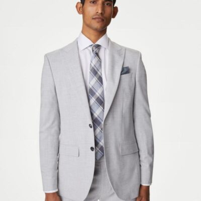 M&S Collection Slim Fit Check Suit Jacket Light Grey | Mens Blazers