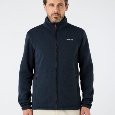 Musto Fleece Funnel Neck Zip Up Jacket Navy | Mens Coats & Jackets