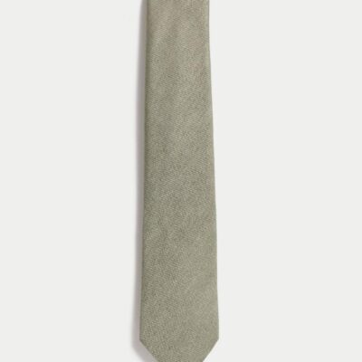 M&S Collection Silk Rich Textured Tie Khaki | Mens Ties