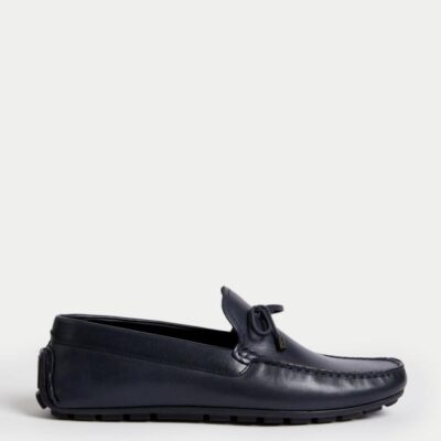 M&S Collection Leather Loafers Navy | Mens Smart Shoes