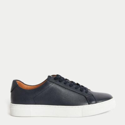 Autograph Leather Lace Up Trainers with Freshfeet™ Navy | Mens Trainers