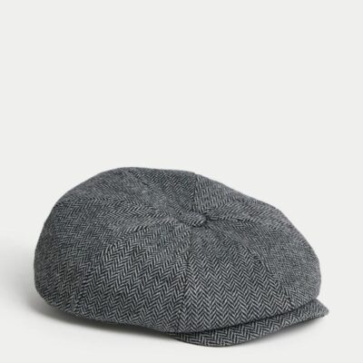 M&S Collection Wool Blend Baker Boy Hat with Thermowarmth™ Grey Mix | Mens Hats