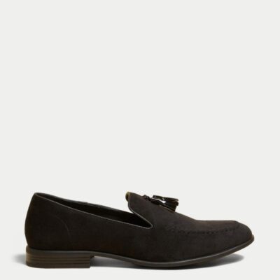 M&S Collection Velvet Slip-On Loafers Black | Mens Smart Shoes