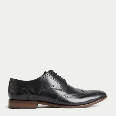 M&S Collection Leather Brogues Black | Mens Smart Shoes