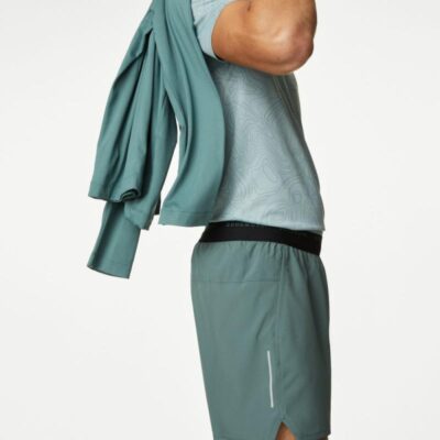 Goodmove Two Layer Drawstring Zip Pocket Shorts Dark Sage | Mens Sportswear