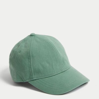 M&S Collection Baseball Cap Medium Green | Mens Hats