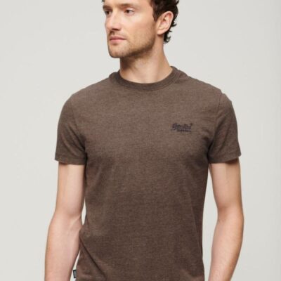 Superdry Slim Fit Pure Cotton T-Shirt Brown | Mens Tops & T-shirts