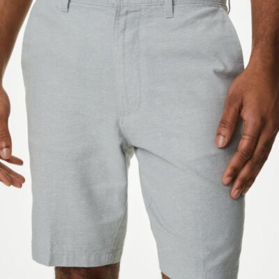 M&S Collection Linen Rich Chino Shorts Grey Mix | Mens Shorts