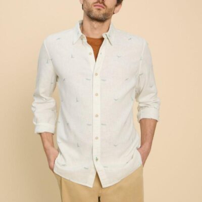 White Stuff Linen Rich Print Shirt White Mix | Mens Shirts