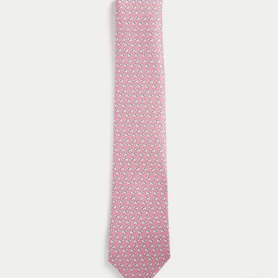 M&S Collection Dog Print Pure Silk Tie Pale Pink | Mens Ties