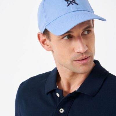 Crew Clothing Pure Cotton Logo Embroidered Baseball Cap Medium Blue | Mens Hats