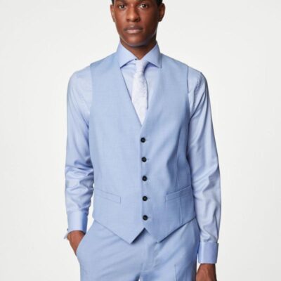 M&S Collection Waistcoat Sky Blue | Mens Waistcoats