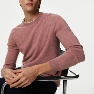 Autograph Pure Cashmere Crew Neck Jumper Dusky Pink | Mens Jumpers & Knitwear