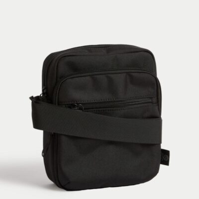 M&S Collection Recycled Polyester Pro-Tect™ Cross Body Bag Black | Mens Bags