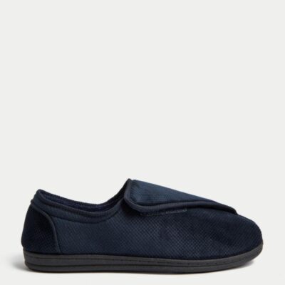 M&S Collection Riptape Slippers with Freshfeet™ Navy | Mens Slippers