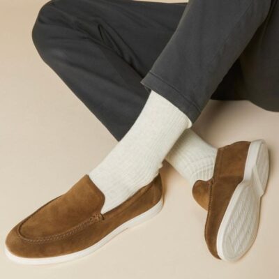 Jones Bootmaker Suede Slip-On Shoes Tan | Mens Smart Shoes