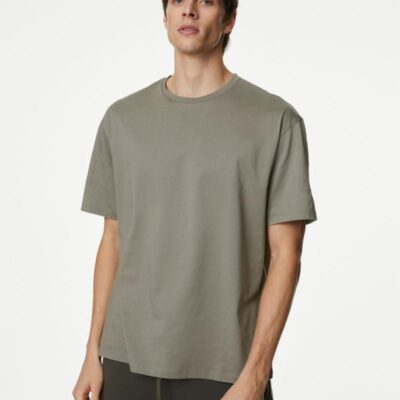 Autograph Pure Supima Cotton Oversized T-Shirt Sage Green | Mens Tops & T-shirts