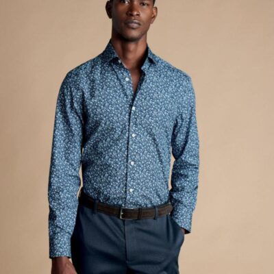 Charles Tyrwhitt Slim Fit Pure Cotton Floral Shirt Blue Mix | Mens Shirts