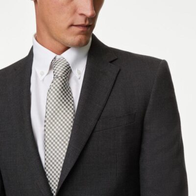 M&S SARTORIAL Slim Fit Pure Wool Textured Suit Jacket Charcoal | Mens Blazers