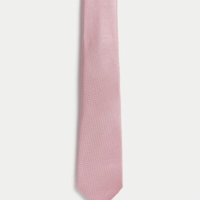 M&S SARTORIAL Textured Pure Silk Tie Light Pink | Mens Ties