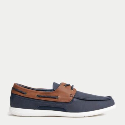 M&S Collection Lace Up Deck Shoes Navy | Mens Smart Shoes