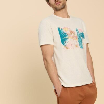 White Stuff Pure Cotton Morocco Print T-Shirt White Mix | Mens Tops & T-shirts