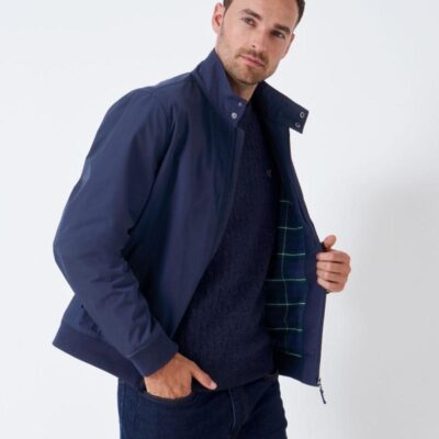 Crew Clothing Harrington Jacket Navy | Mens Coats & Jackets