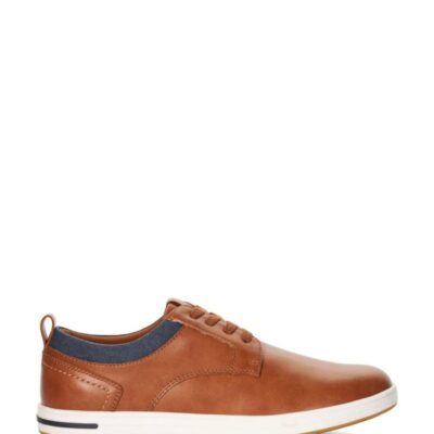 Dune London Collar Detail Lace Up Trainers Tan | Mens Trainers